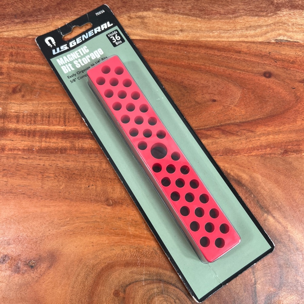 US General Magnetic Bit Storage Tray Holds 36 Bits 1/4‎ Inch Red 70026 NEW